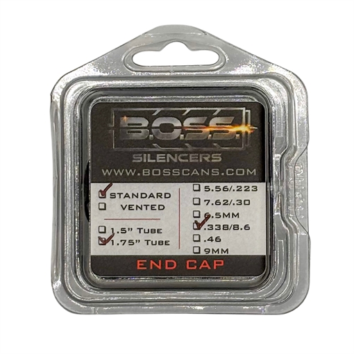 Picture of B O S S SUPPRESSORS .338 CAL END CAP FOR 1.75IN BOSS SILENCER MODELS ONLY STAINLESS END CAP STANDARD BLACK EC-175-338-SS-SE-BLK EC-175-338-SS-SE-BLK