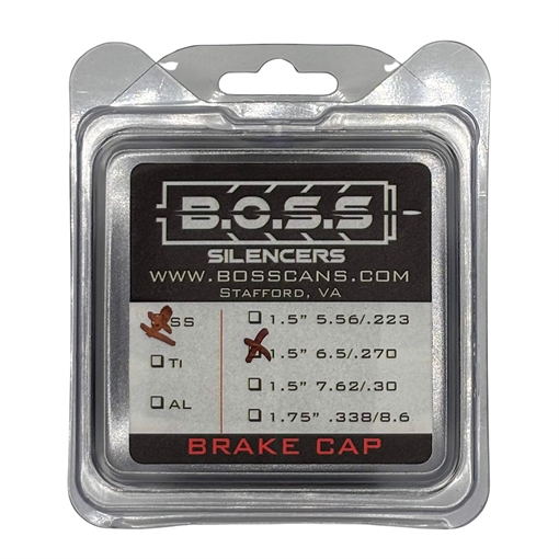 Picture of B O S S SUPPRESSORS 6.5/.270 END CAP FOR 1.5IN BOSS SILENCER MODELS ONLY STAINLESS END CAP BRAKE BLACK EC-150-65-SS-BR-BLK EC-150-65-SS-BR-BLK
