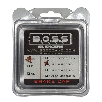 Picture of B O S S SUPPRESSORS 6.5/.270 END CAP FOR 1.5IN BOSS SILENCER MODELS ONLY STAINLESS END CAP BRAKE BLACK EC-150-65-SS-BR-BLK EC-150-65-SS-BR-BLK