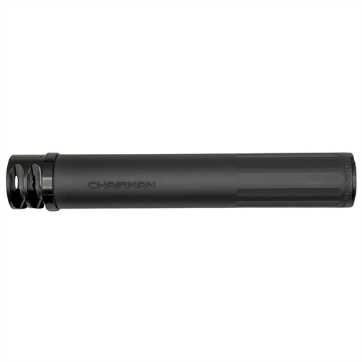 Picture of B O S S SUPPRESSORS CHAIRMAN - 5/8X24 BRAKE END CAP 7.62 FULL LENGTH SILENCER HIGH PRESSURE LOADS STAINLESS NITRIDED CORE MUZZLE BREAK FOR MAXIMUM MUZZLE CONTROL REDUCED SOUND SUPPRESSION CH-15080-762-SS-58-BR-BLK CH-15080-762-SS-58-BR-BLK