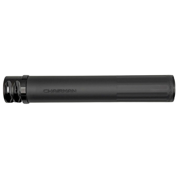 Picture of B O S S SUPPRESSORS CHAIRMAN - 5/8X24 BRAKE END CAP 7.62 FULL LENGTH SILENCER HIGH PRESSURE LOADS STAINLESS NITRIDED CORE MUZZLE BREAK FOR MAXIMUM MUZZLE CONTROL REDUCED SOUND SUPPRESSION CH-15080-762-SS-58-BR-BLK CH-15080-762-SS-58-BR-BLK
