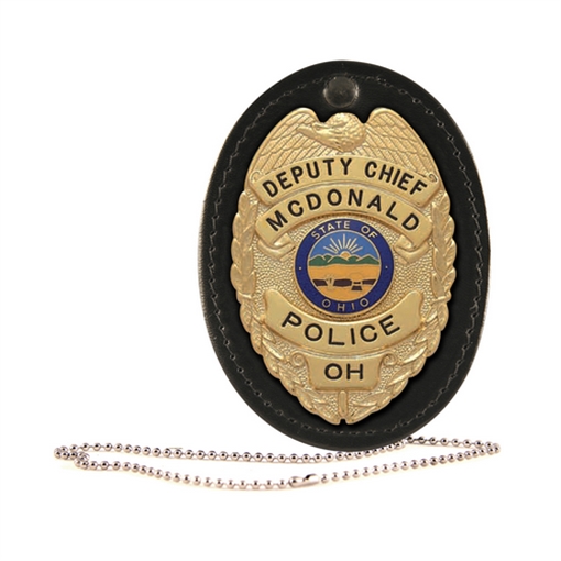 Picture of Boston Leather Oval Badge Holder, Hook And Loop Closure 5888CH-1