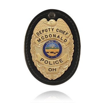 Picture of Boston Leather Oval Badge Holder, Hook And Loop Closure 5888-1