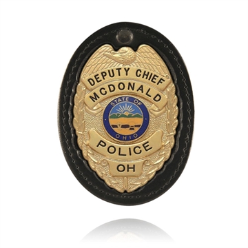 Picture of Boston Leather Oval Recessed Badge Holder with Clip 700-4064