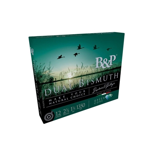 Picture of B&P Dual Bismuth Shotshells 12ga 2-3/4'' 1-1/5oz  #4 & #3 1350 fps 10/ct 12B5DB43