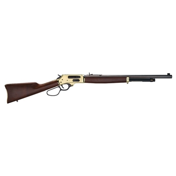 Picture of Henry Repeating Arms Brass, Lever Action Rifle, 45-70 Government, 22" Octagon Barrel, Brass Receiver, Side Load Gate, Fully Adjustable Semi Buckhorn Sights, American Walnut Stock, 4 Rounds H010BG