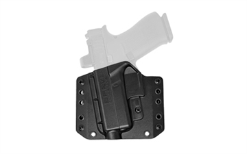 Picture of Bravo Concealment BCA, Outside The Waistband Holster, 1.5" Belt Loops, Fits Glock 43/43X/43X MOS, Polymer Construction, Black, Left Hand, Does not fit Glock 48 BC10-1034