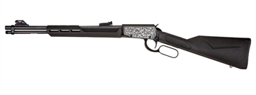 Picture of Rossi Rossi Gallery, Lever Action, 22LR, 18" Barrel, Matte Finish, Black, Synthetic Stock, Adjustable Sights, Scroll Engraving, 15 Rounds RL22181SY-EN13