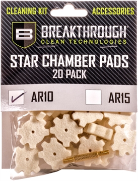 Picture of BREAKTHROUGH CLEAN TECHNOLOGIES AR-10 STAR CHAMBER PAD WITH #8-32 THREAD (MALE / MALE) ADAPTER – 20 PACK BT-AR10SCP-20PK