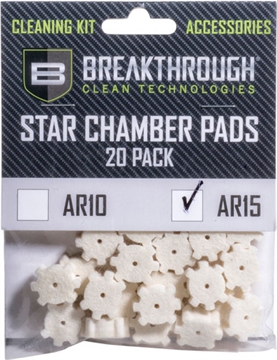 Picture of BREAKTHROUGH CLEAN TECHNOLOGIES AR-15 STAR CHAMBER PAD WITH #8-32 THREAD (MALE / MALE) ADAPTER – 20 PACK BT-AR15SCP-20PK