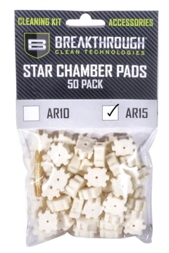 Picture of BREAKTHROUGH CLEAN TECHNOLOGIES AR-15 STAR CHAMBER PAD WITH #8-32 THREAD (MALE / MALE) ADAPTER – 50 PACK BT-AR15SCP-50PK