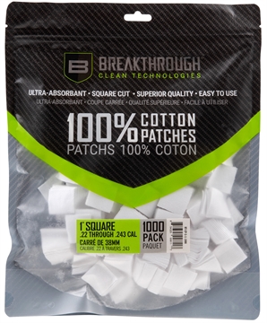 Picture of BREAKTHROUGH CLEAN TECHNOLOGIES SQUARE COTTON PATCHES ..1" X 1" 1,000PCS / .243-.270 CALIBER BT-CP-S-1-1000 BT-CP-S-1-1000 BTCPS11000