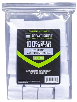 Picture of BREAKTHROUGH CLEAN TECHNOLOGIES SQUARE COTTON PATCHES ..1-1/2" X 1-1/2" 600PCS / .243-.270 CALIBER BT-CP-S-1-1/2-600 BT-CP-S-1-1/2-600 BTCPS112600