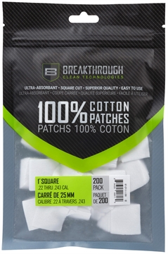 Picture of BREAKTHROUGH CLEAN TECHNOLOGIES SQUARE COTTON PATCHES ..1" X 1" 200PCS / .22-243 CALIBER BT-CP-S-1-200 BT-CP-S-1-200 BTCPS1200
