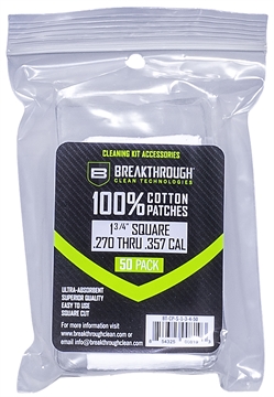 Picture of BREAKTHROUGH CLEAN TECHNOLOGIES SQUARE COTTON PATCHES ..1-3/4" X 1-3/4" 50PCS / .270-.357 CALIBER BT-CP-S-1-3/4-50 BT-CP-S-1-3/4-50 BTCPS13450