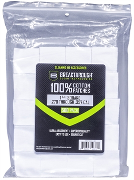 Picture of BREAKTHROUGH CLEAN TECHNOLOGIES SQUARE COTTON PATCHES ..1-3/4" X 1-3/4" 500PCS / .270 - .357 CALIBER BT-CP-S-1-3/4-500 BT-CP-S-1-3/4-500 BTCPS134500