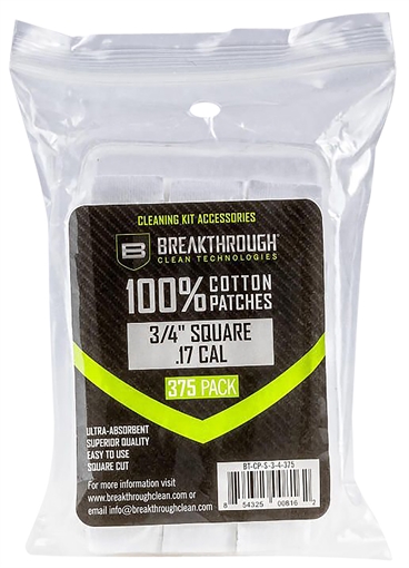 Picture of BREAKTHROUGH CLEAN TECHNOLOGIES SQUARE COTTON PATCHES .17 CALIBER / 177 AIRGUNS BT-CP-S-3/4-375 BT-CP-S-3/4-375 BTCPS34375