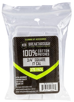 Picture of BREAKTHROUGH CLEAN TECHNOLOGIES SQUARE COTTON PATCHES .17 CALIBER / 177 AIRGUNS BT-CP-S-3/4-375 BT-CP-S-3/4-375 BTCPS34375
