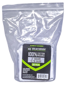 Picture of BREAKTHROUGH CLEAN TECHNOLOGIES SQUARE COTTON PATCHES ..3" X 3" 50PCS / .12-16 GUAGE BT-CP-S-3-50 BT-CP-S-3-50 BTCPS350