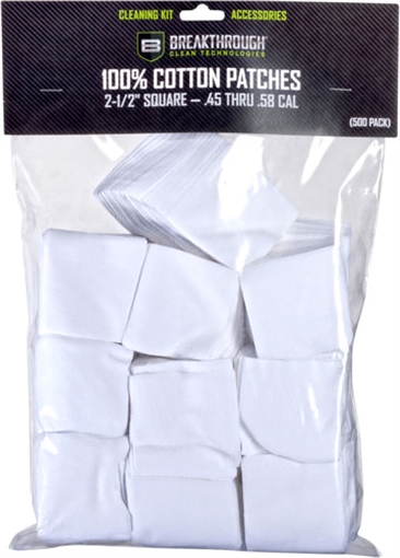 Picture of BREAKTHROUGH CLEAN TECHNOLOGIES SQUARE COTTON PATCHES ..2-1/2" X 2-1/2" 50PCS / .45 - .58 CALIBER BT-CP-S-2-1/2-50 BT-CP-S-2-1/2-50 BTCPS21250