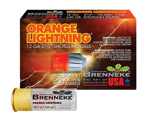 Picture of Brenneke SL122OL Orange Lightning 12Gauge 2.75" 1oz Slug Shot 5 Per Box/50 Case SL122OL SL-122OL