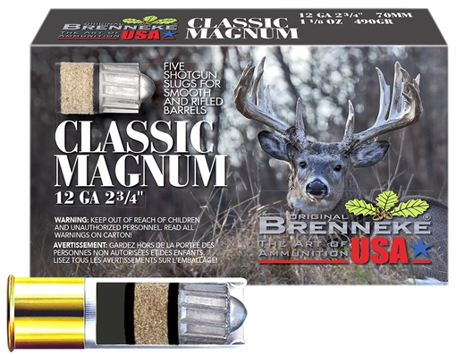 Picture of Brenneke Classic Magnum 12Gauge 2.75" 1 1/8oz Slug Shot 5 Per Box/50 Case SL122CLM