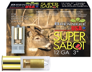 Picture of Brenneke SuperSabot 12Gauge 3" 1 1/8oz Sabot Slug Shot 5 Per Box/50 Case SL123SUS