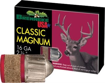 Picture of Brenneke Classic Magnum 16Gauge 2.75" 1oz Slug Shot 5 Per Box/50 Case SL162CLM