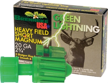 Picture of Brenneke Green Lightning Heavy Field Short Magnum 20Gauge 2.75" 1oz Slug Shot 5 Per Box/50 Case SL202HFSGL
