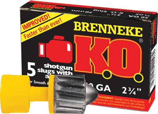Picture of Brenneke K.O. 20Gauge 2.75" 3/4oz Slug Shot 5 Per Box/50 Case SL202KO