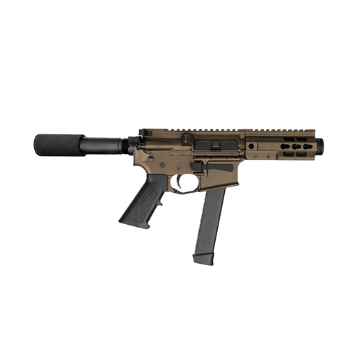 Picture of BRIGADE MFG BM-9 HGA 9MM 5.5IN BBL 5IN U-RAIL FORGED BURNT BRONZE PADDED BUFFER TUBE 33RD MINI CAN A091556B