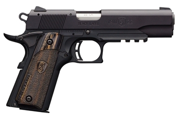 Picture of Browning 1911-22 Black Label Full Size Frame 22 LR 10+1, 4.25" Stainless Steel Barrel, Matte Black Serrated Slide & Polymer Frame w/Beavertail & Picatinny Rail 051816490