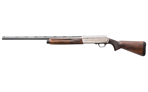 Picture of Browning A5 Ultimate, Semi-automatic Shotgun, 12 Gauge 3" Chamber, 26" Blued Barrel, Scroll Engraving, Satin Nickel Finish, Turkish Walnut Stock, Fiber Optic Front Sight, Includes 3 Invector-DS Choke Tubes - F, M, IC, 4 Rounds 0118203005
