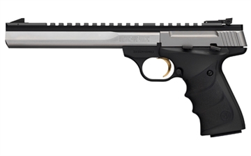 Picture of Browning Buck Mark, Contour Stainless URX, Semi-automatic, Metal Frame Pistol, 22LR, 7.25" Barrel, Aluminum, Stainless Finish, Black Ultragrip RX Grips, Adjustable Sight, Optic Rail, 10 Rounds, 1 Magazine 051508490