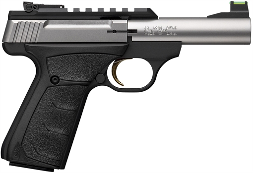 Picture of Browning Buck Mark Plus Micro Bull 22 LR 10+1 4" Stainless Bull Barrel, Stainless Serrated Slide w/Picatinny Rail, Matte Black Alloy Steel Frame, Black Overmolded UFX Grip 051605490