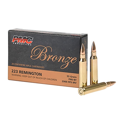 Picture of PMC Bronze .223 Remington Rifle Ammo - 55 Grain | FMJ-BT | 1000rd Case 223A