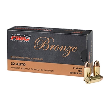 Picture of PMC Bronze .32 ACP Handgun Ammo - 71 Grain FMJ 1000rd Case 32A