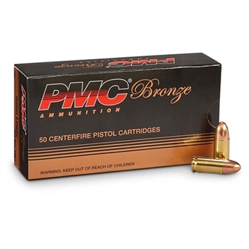 Picture of PMC Bronze Handgun Ammunition 9mm Luger 147gr FMJ 975 fps 50/ct 9H