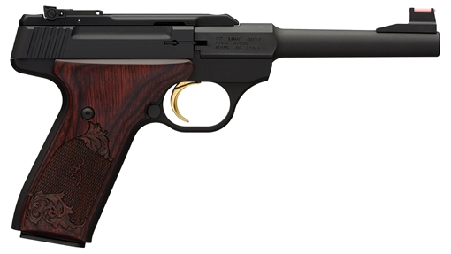 Picture of Browning Buck Mark Challenge 22 LR 10+1 5.50" Polished Flats Steel Barrel, Matte Black Serrated Slide & Aluminum Frame, Engraved Rosewood Grip 051519490