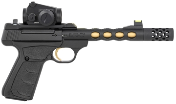 Picture of Browning Buck Mark Vision SR 22 LR 10+1 5.90" Black Anodized/Gold Cerakote Ported Threaded Barrel, Matte Black Serrated Slide & Aluminum Frame, Vortex Crossfire Red Dot 051582490
