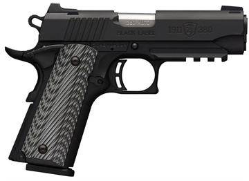 Picture of Browning 051911492 1911-380 Black Label Pro Compact 380 ACP 3.63" 8+1 Black Black Stainless Steel Black/Gray G10 Grip Night Sights Accessory Rail 023614441564