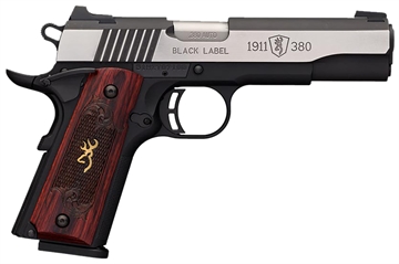 Picture of Browning 1911-380 Black Label Medallion Pro 380 ACP 8+1 4.25" Target Crown Barrel, Blackened w/Silver Polished Flats Serrated SS Slide, Matte Black Polymer Frame w/Beavertail 051914492
