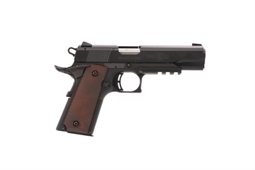 Picture of Browning 1911-22 Black Label Full Size Frame 22 LR 10+1 4.25" Stainless Steel Barrel, Matte Black Serrated Slide, Matte Black Aluminum Frame w/Picatinny Rail, Brown Composite Grip 051065490