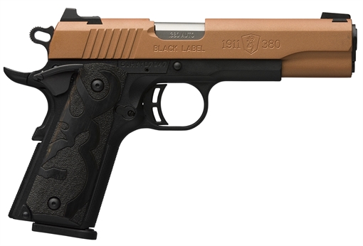 Picture of Browning 1911-380 Black Label Full Size Frame 380 ACP 8+1, 4.25" Matte Stainless Steel Barrel, Copper Cerakote Serrated Stainless Steel Slide, Matte Black Polymer Frame w/Beavertail 051987492