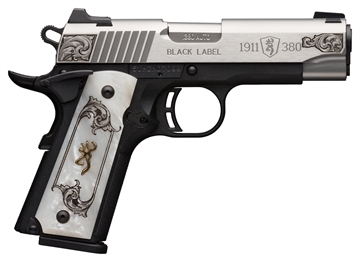 Picture of BROWNING 1911-380 BLACK LABEL MEDALLION HGA 380ACP 3 5/8IN BBL SS/BLACK WHITE GRIPS 8/RD MAG 051967492
