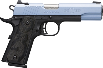 Picture of Browning 1911-380 Black Label Full Size Frame 380 ACP 8+1, 4.25" Matte Stainless Steel Barrel, Polar Blue Cerakote Serrated Aluminum Slide, Matte Black Polymer Frame w/Beavertail 051989492