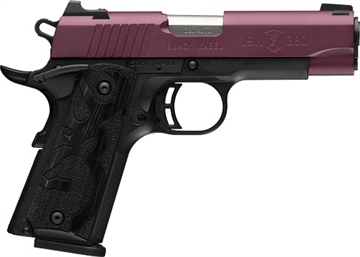 Picture of Browning Black Label, 1911, Single Action, Semi-automatic, Metal Frame Pistol, Full Size, 380 ACP, 3.6 Barrel, Cerakote Finish, Black Cherry, Black Frame, Stippled Laminated Wood Grips, 3 Dot Sights, 10 Rounds, 2 Magazines 051995492