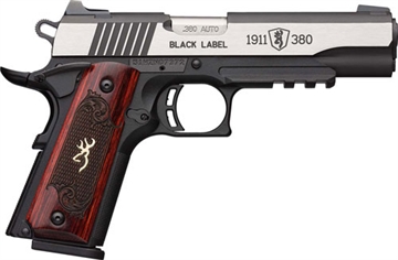 Picture of Browning 1911 Black Label Medallion Pro 380 ACP 8+1 4.25" Target Crown Barrel, Blackened w/Silver Polished Flats Serrated SS Slide, Matte Black Polymer Frame w/Beavertail & Picatinny Rail 051971492