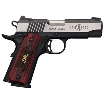 Picture of Browning 1911 380 Black Label Medallion Pro Handgun 380 ACP 8rd Magazine 3.625" Barrel Black with Silver Slide and Wood Grip Night Sights 051915492