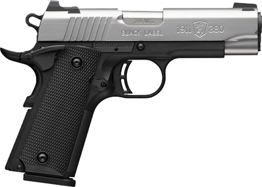 Picture of Browning 1911-380 Compact 380 ACP 8+1 3.63" Stainless Steel Barrel, Satin Stainless Steel Serrated Slide, Matte Black Aluminum Frame, Black Polymer Grip 051119492